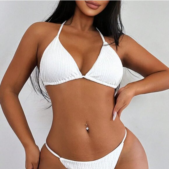 NWT White Halter Bikini Set - X-Large - Picture 2 of 6
